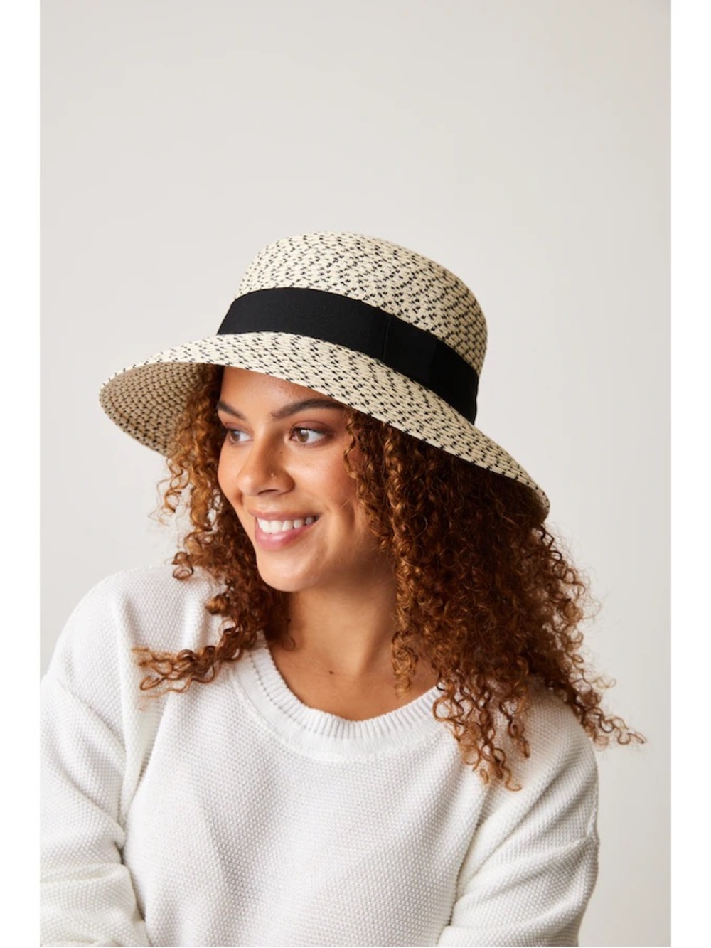 Parkhurst Cream Sun Hat with Black Ribbon
